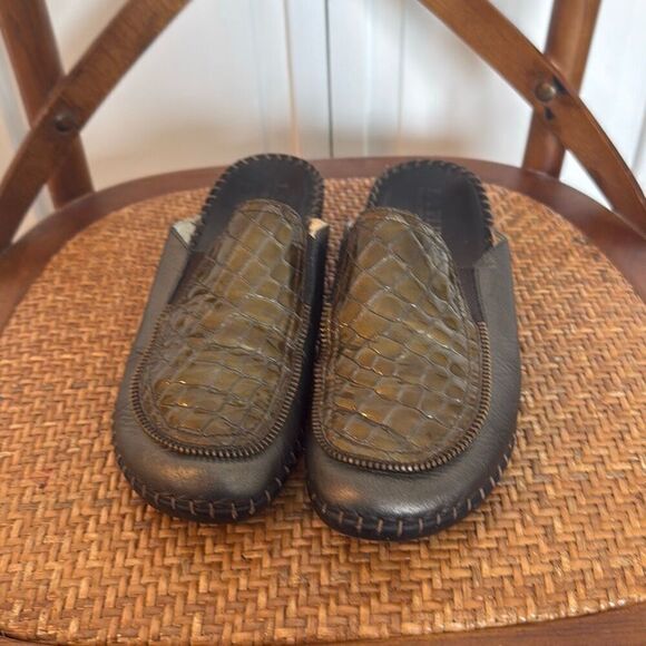 La Plume leather croc design slide clogs size 39 - Picture 5 of 10